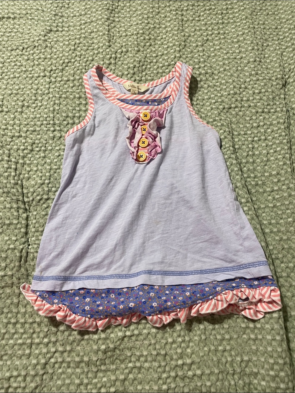 Matilda Jane Lavender Tank with Pink Trim and Floral Hem Band
